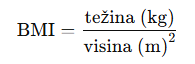 indeks telesne mase BMI formula